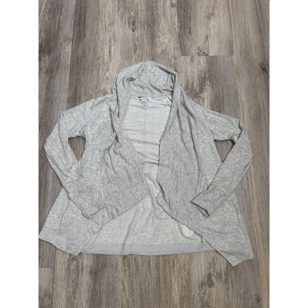 Athleta Pranayama Wrap Heathered Gray Open Front Cardigan XXS Thumbholes Shawl